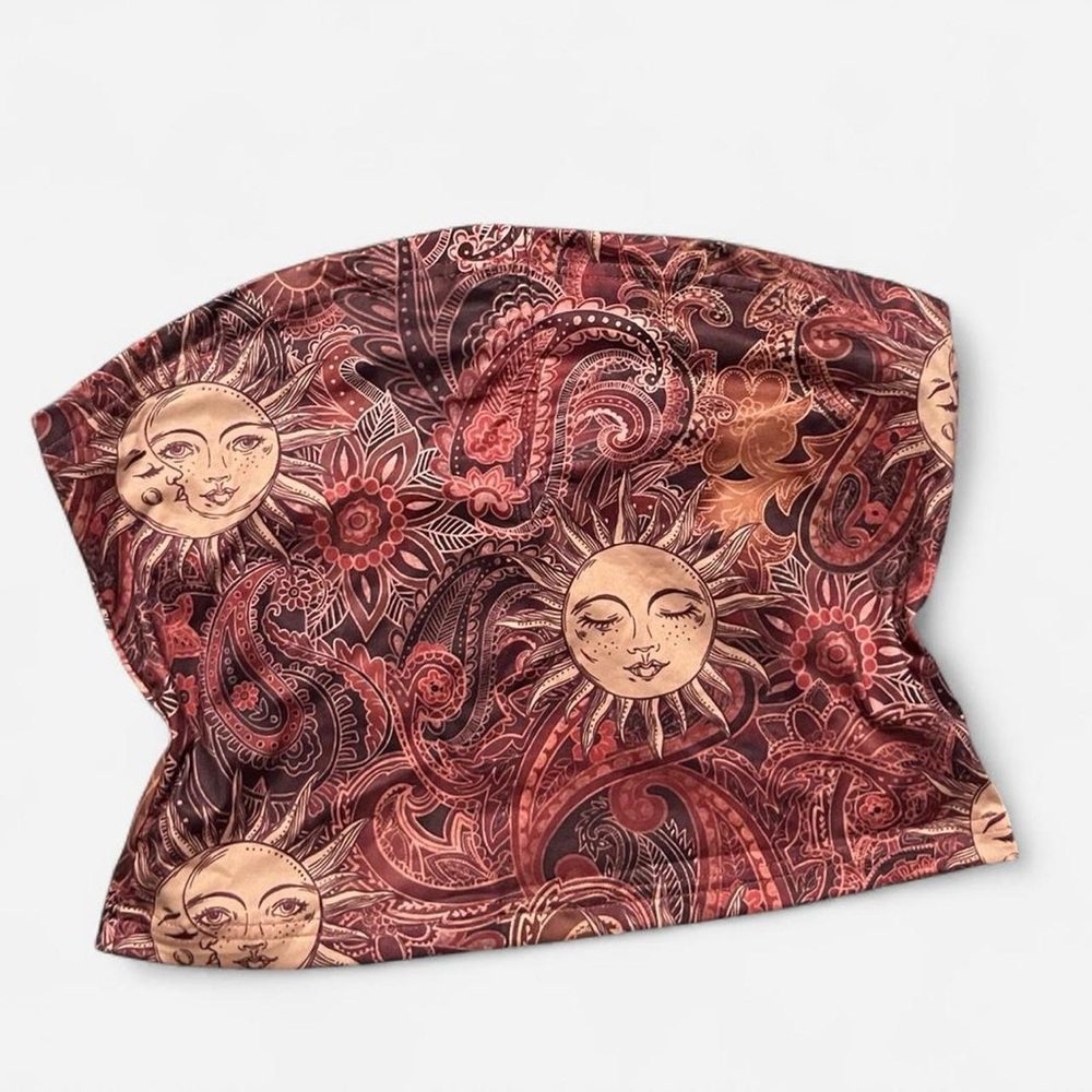 Pink and burgundy paisley sun and moon tube top